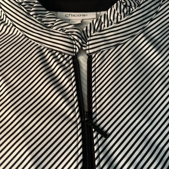 Chicos quarter zip spandex golf shirt with ruffle neckline - Picture 3 of 8